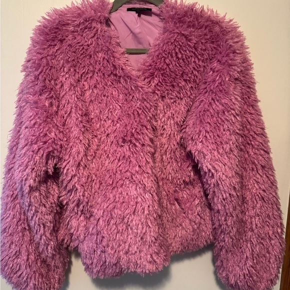 Olivaceous Soft Pink Faux Fur Coat - Picture 1 of 6